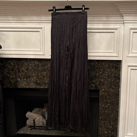 Zara wrinkle satin effect high waist super wide leg black pants sz.XS - Picture 7 of 15